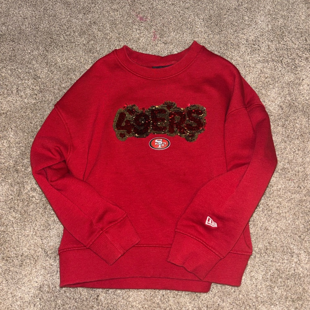 Girls NFL 49er Sequined Red Crewneck size 7/8